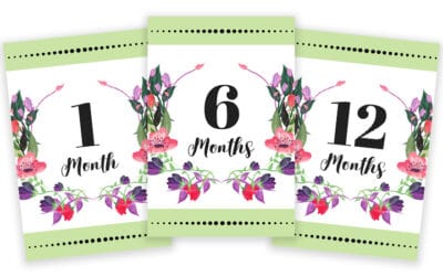Cards For Monthly Baby Pictures – Light Green & Floral Design