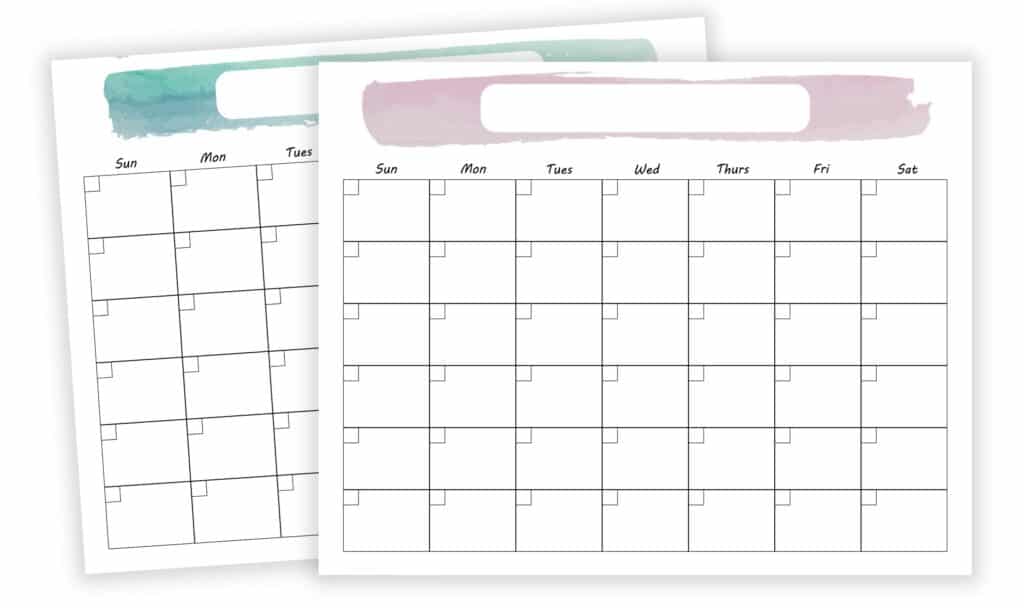 printable monthly calendar
