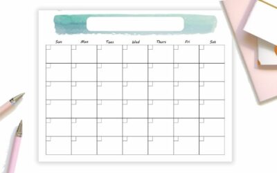 Printable Monthly Calendar – 8.5×11″ or 11×14″ With Watercolor Design