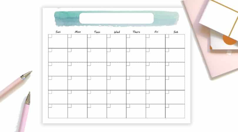 Printable Calendar - 8.5x11" or 11x14" With Watercolor Design