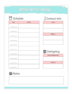 Babysitter Info Sheet Free Printable To Leave With The Sitter