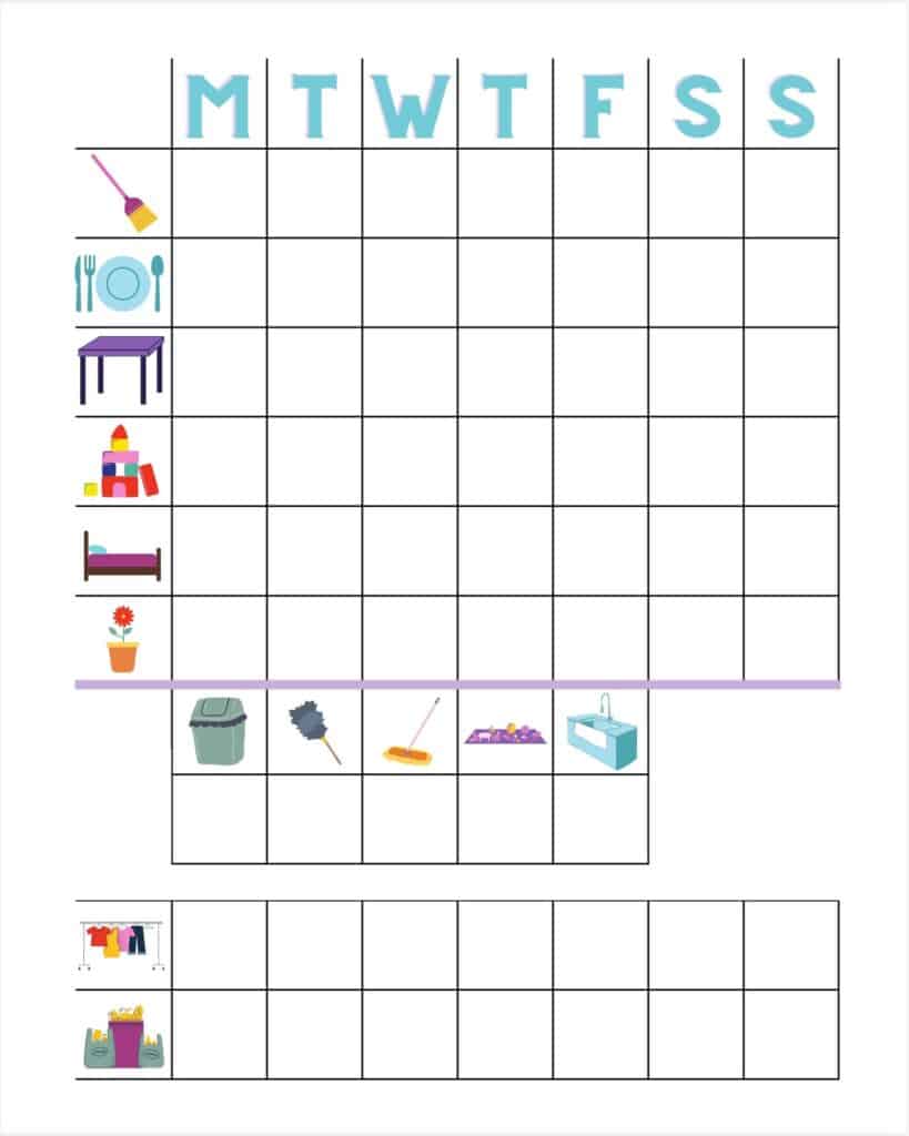 Free Printable Chore Chart For 4 Year Olds - With Pictures!