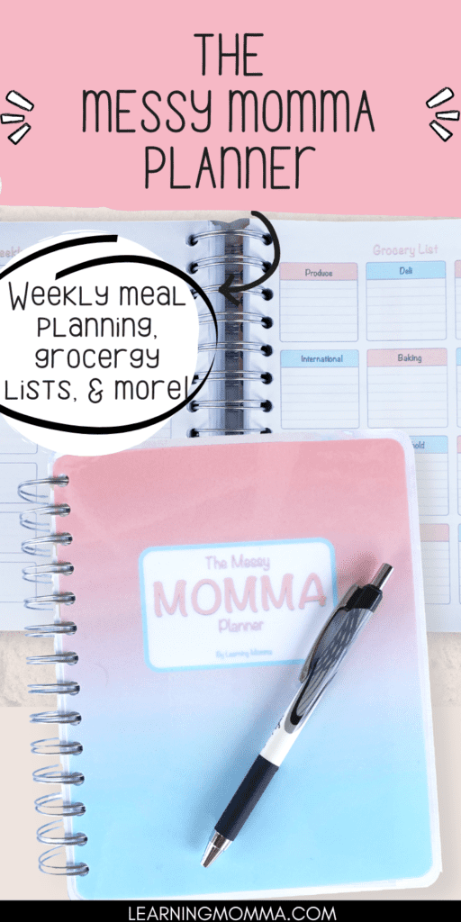 Pinterest image of Messy Momma planner