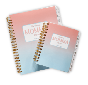 Two sizes of mom planners displayed