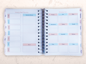 planner open to meal planning pages