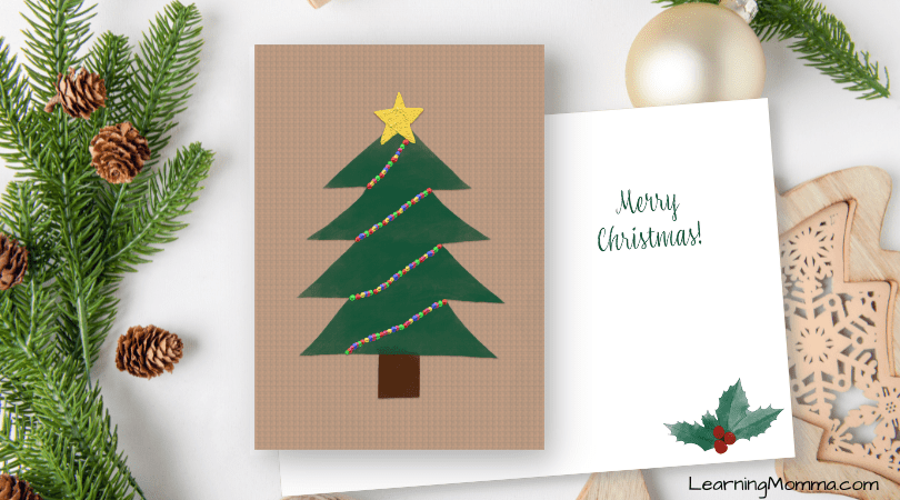 Free Printable Christmas Card With Christmas Tree & Holly