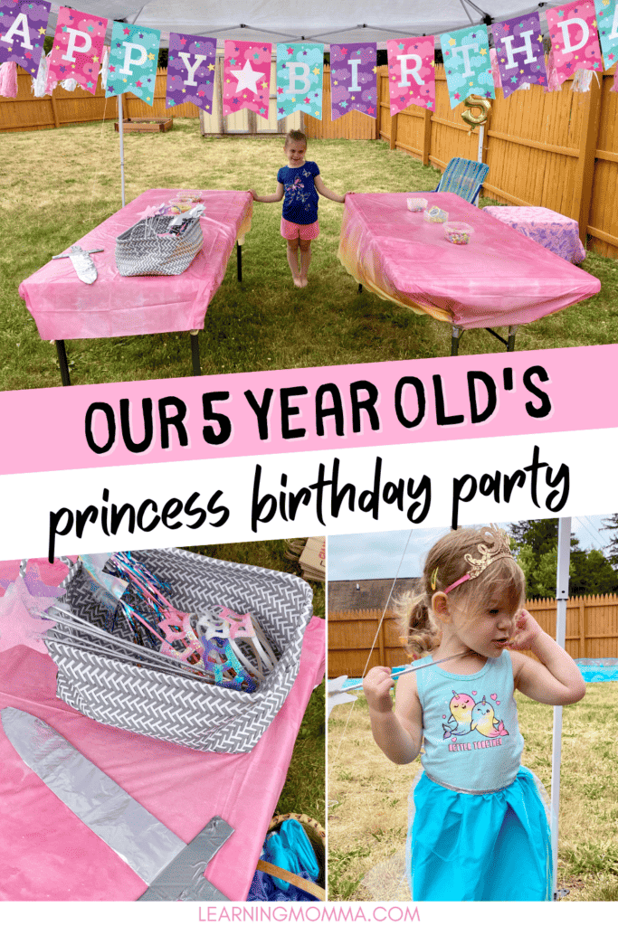 pinterest image collage of girls at princess party
