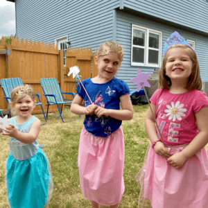 little girls dressed up like princesses